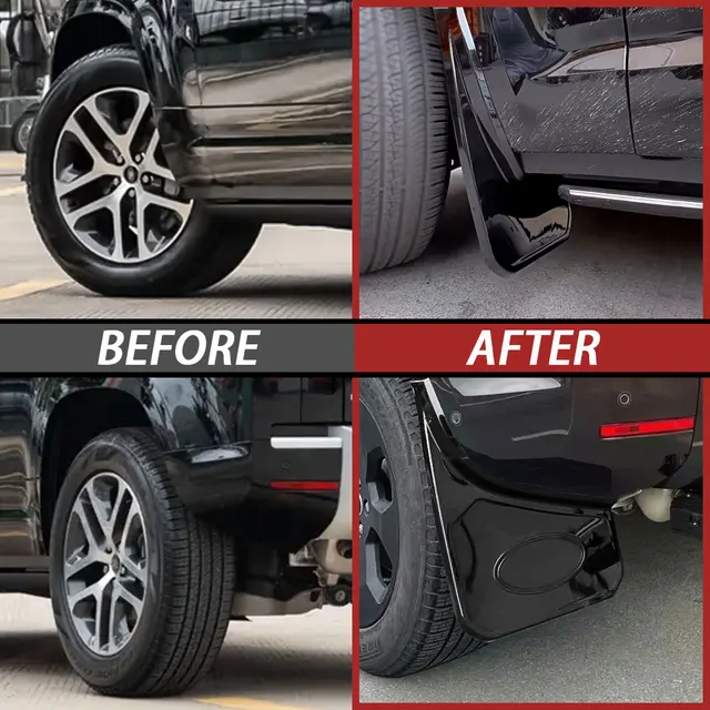 4pcs glossy black mud guard long version for landrover defender (90/110/130)
