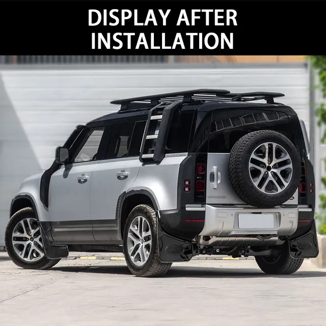 4pcs glossy black mud guard long version for landrover defender (90/110/130)