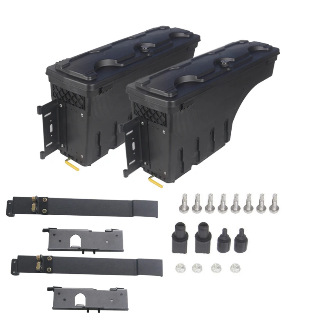 Truck bed storage lockable toolbox.