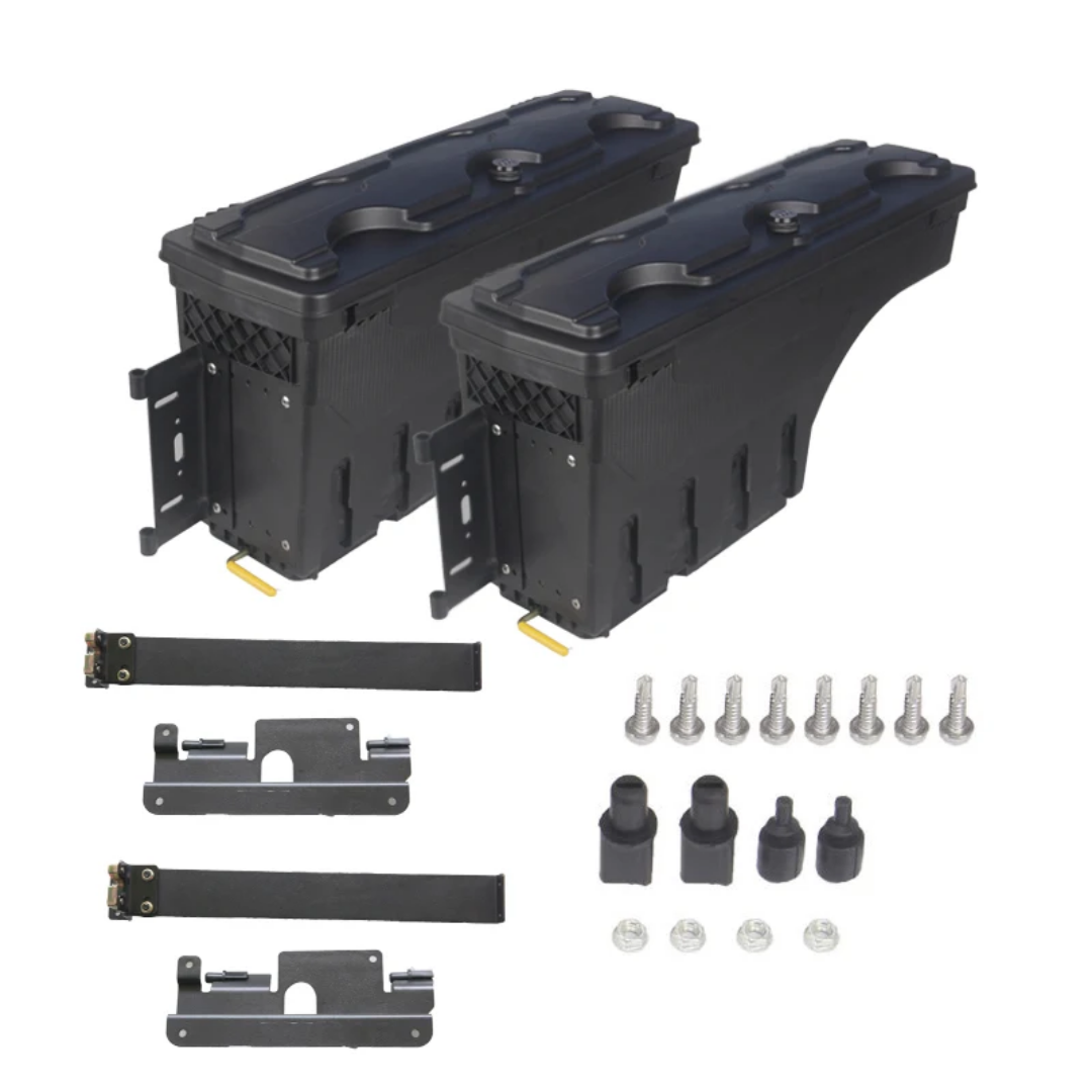 Truck bed storage lockable toolbox.
