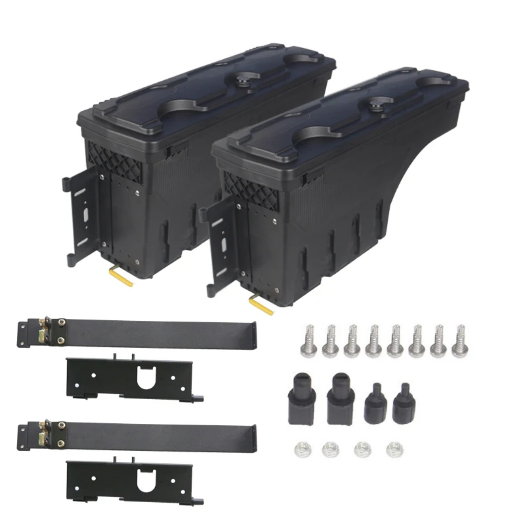 Truck bed storage lockable toolbox.