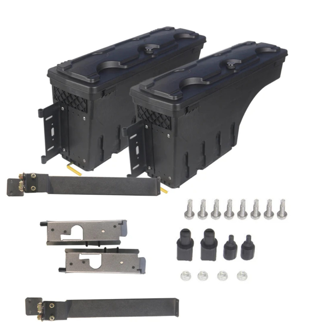 Truck bed storage lockable toolbox.