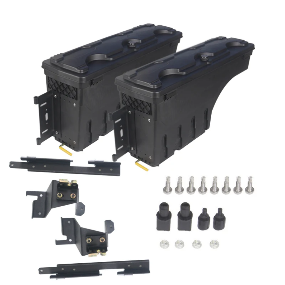 Truck bed storage lockable toolbox.