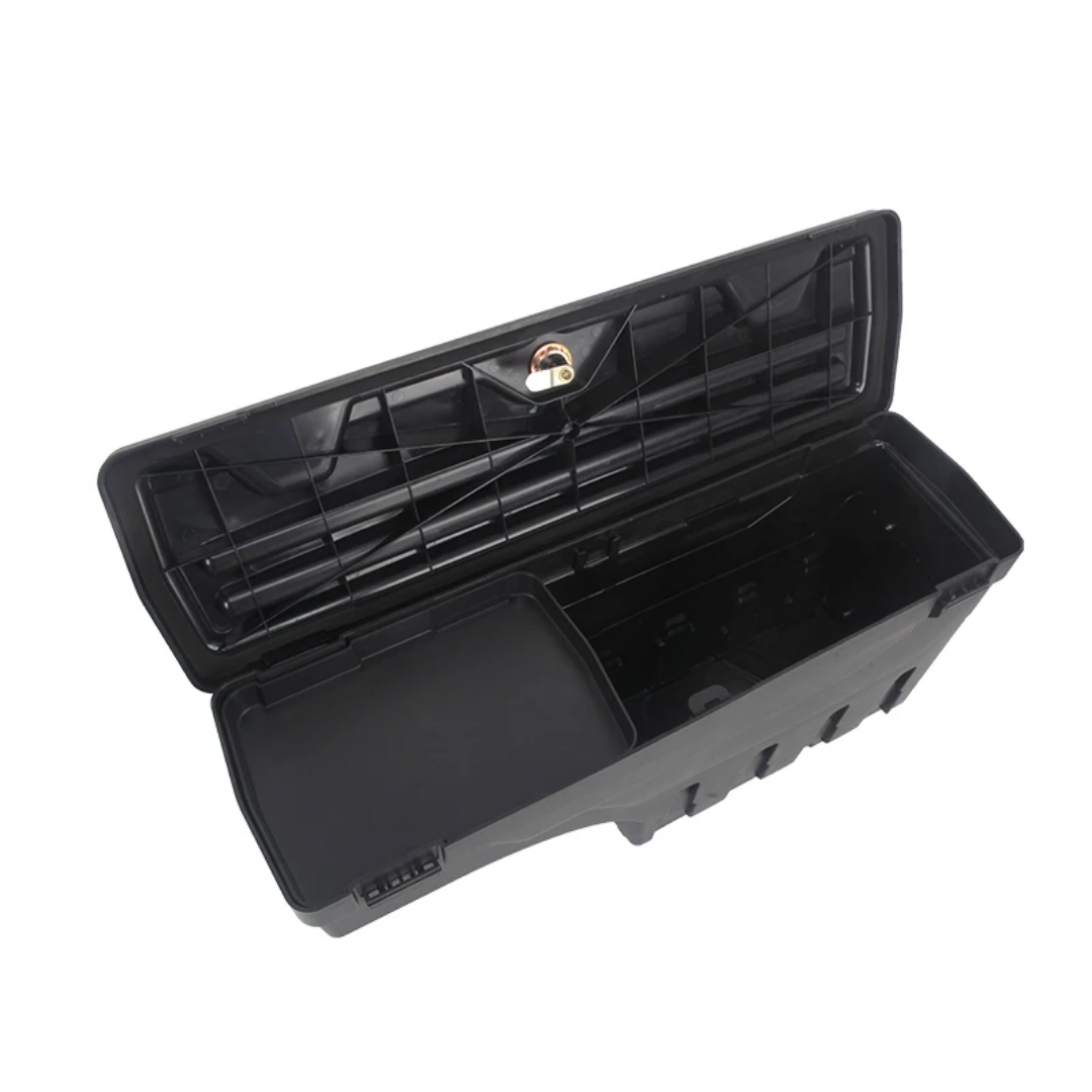 Truck bed storage lockable toolbox.