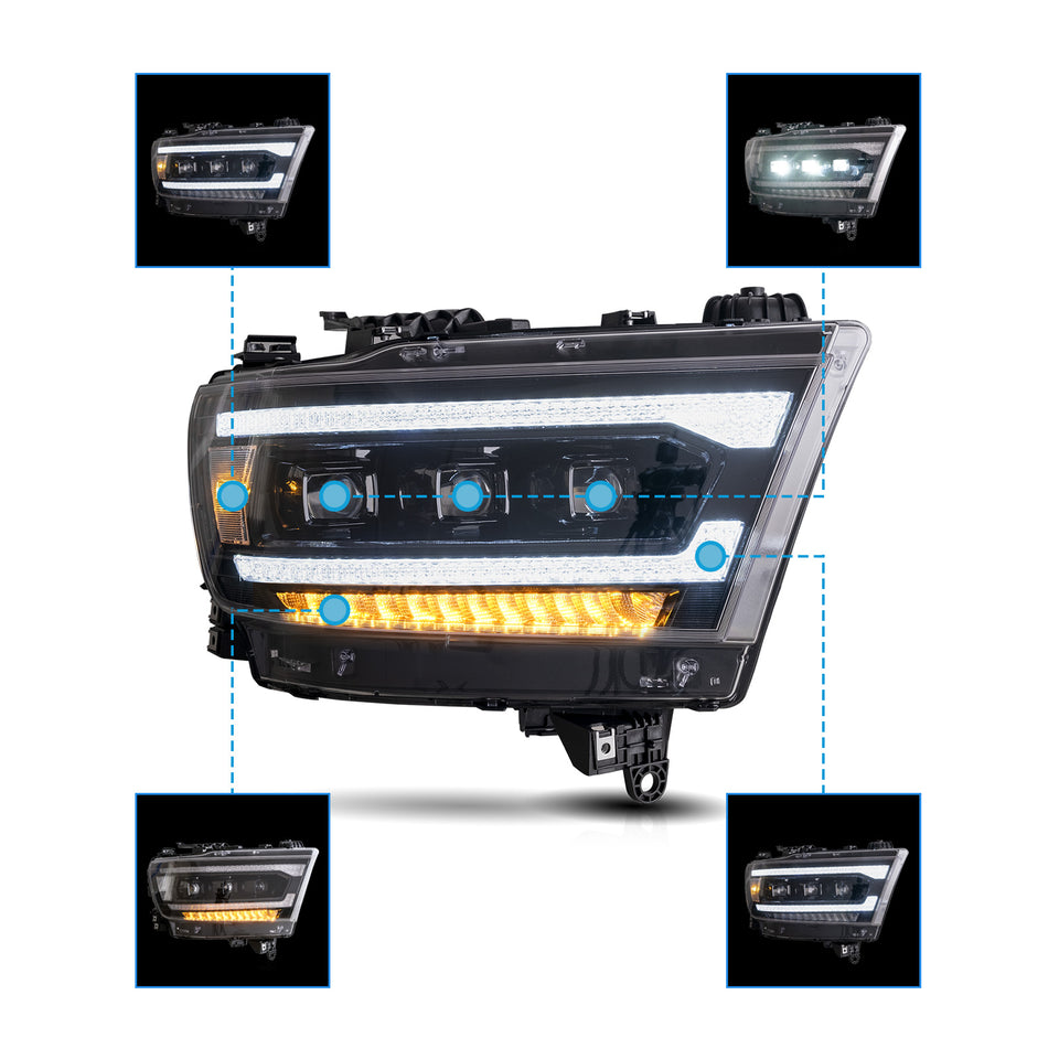 2019-2024 Ram 1500 LED/DRL Headlights