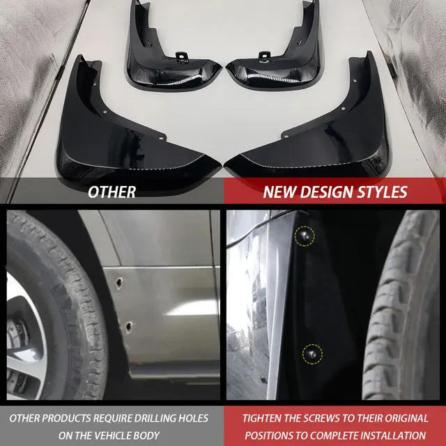 4 pcs glossy black mud guard new design