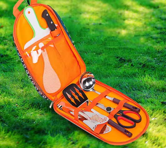 7-piece Kitchenware Set Camping Cookware Set Knife Kit Multi-function Stainless Steel