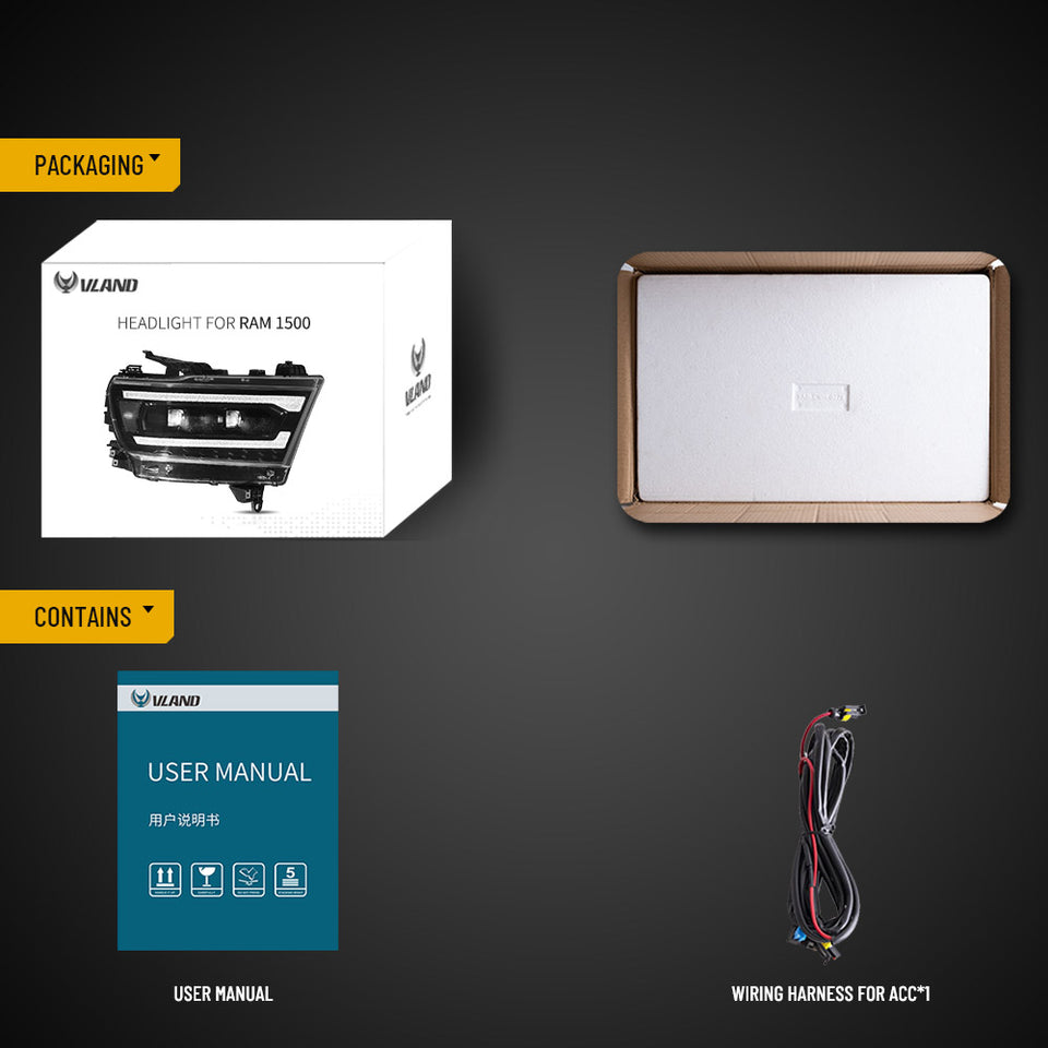 2019-2024 RAM 1500 / RAM REBEL headlights.